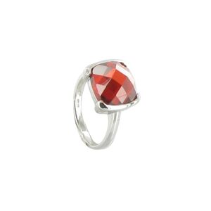 LES POULETTES BIJOUX Bague Argent et son Carre de Zirconium Facetee Rouge