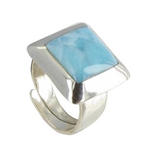 LES POULETTES BIJOUX Bague Argent Carré et Larimar Dominicain