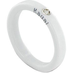 LES POULETTES BIJOUX Bague Diamant Blanc Resine Blanche et Argent