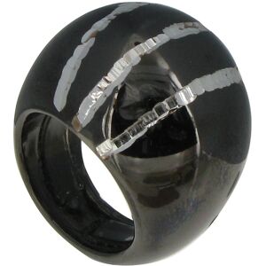 LES POULETTES BIJOUX Grosse Bague Argent Noire et Trois Rayures Argent