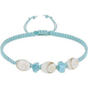 LES POULETTES BIJOUX Bracelet Lien Tresse Paves de Larimar et Trois Oeil de Ste Lucie - Bleu ciel