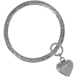 LES POULETTES BIJOUX Bracelet Argent Jonc et Coeur Martele