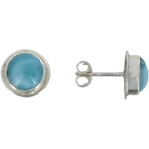 LES POULETTES BIJOUX Boucles d'Oreilles Argent Cylindre Lisse de Larimar