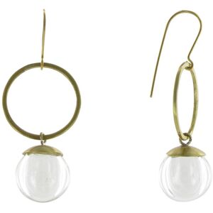 LES POULETTES BIJOUX Boucles d'Oreilles Laiton Anneau et Bulle Pate de Verre Cristal