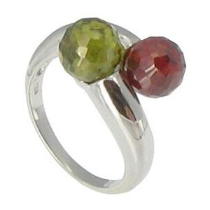 LES POULETTES BIJOUX Bague Argent Toi et Moi Rouge et Verte