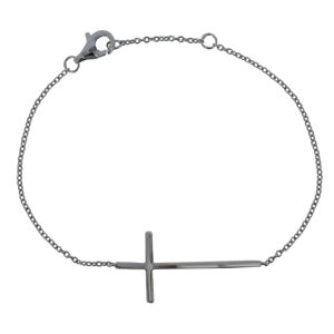 LES POULETTES BIJOUX Bracelet Argent Rhodie Grande Croix