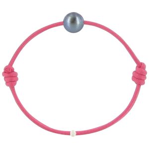 LES POULETTES BIJOUX Bracelet La Perle de Culture Noire des Poulettes - Colors - Fuchsia