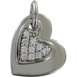 LES POULETTES BIJOUX Pendentif Argent Rhodie Double Coeurs et Strass