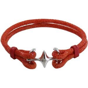 LES POULETTES BIJOUX Bracelet Mixte Argent Rhodié Double Ancre et Cuir - 18cm Colors - Orange