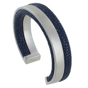 LES POULETTES BIJOUX Bracelet Homme Rhodium et Cuir - Azur