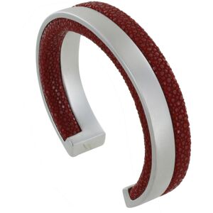 LES POULETTES BIJOUX Bracelet Homme Rhodium et Cuir - Rouge