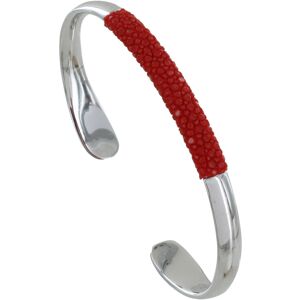 LES POULETTES BIJOUX Bracelet Mixte Demi Jonc Laiton Rhodie et Cuir Colors - Rouge Profond