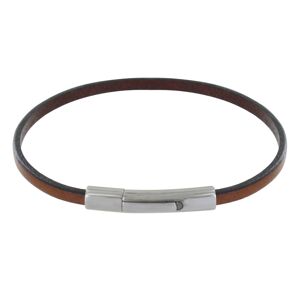 LES POULETTES BIJOUX Bracelet Femme Cuir Simple Fermoir Acier Inoxydable - Colors - Marron clair