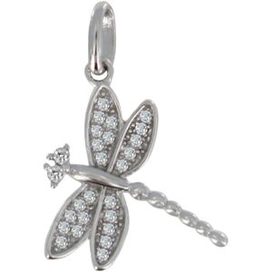 LES POULETTES BIJOUX Pendentif Argent Rhodie Libellule et Strass