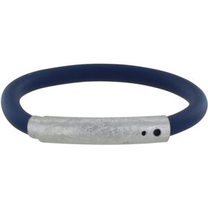 LES POULETTES BIJOUX Bracelet Argent Brosse et Silicone - Classics - Bleu Navy