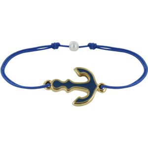 LES POULETTES BIJOUX Bracelet Lien Medaille en Laiton Ancre emaillee Bleu Fonce - Bleu Navy