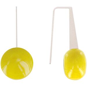 LES POULETTES BIJOUX Boucles d'Oreilles Crochet Plat Metal Argente et Galets Ceramique - Jaune