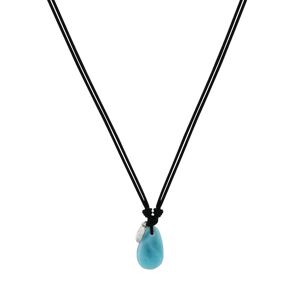 LES POULETTES BIJOUX Collier Lien Noir et Goutte de Larimar