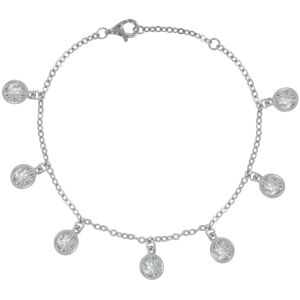 LES POULETTES BIJOUX Bracelet Argent Rhodie Breloques Strass Rond