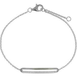 LES POULETTES BIJOUX Bracelet Argent Rhodie Rectangle Ajoure et Strass