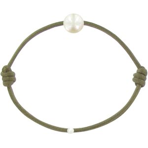 LES POULETTES BIJOUX Bracelet La Perle de Culture Blanche des Poulettes - Classics - Vert kaki