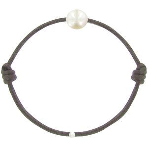 LES POULETTES BIJOUX Bracelet La Perle de Culture Blanche des Poulettes - Classics - Marron fonce