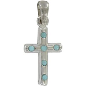 LES POULETTES BIJOUX Pendentif Mini Croix Argent et Larimar