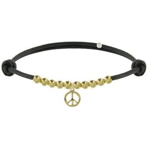 LES POULETTES BIJOUX Bracelet Medaille Peace and Love et Perles Plaquees Or - Classics - Noir