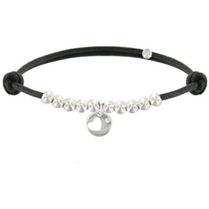 LES POULETTES BIJOUX Bracelet Lien Medaille Coeur et Perles en Argent - Classics