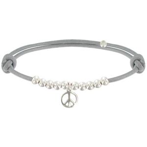 LES POULETTES BIJOUX Bracelet Medaille Peace and Love et Perles en Argent - Classics - Gris clair