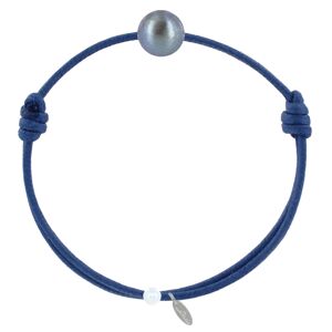 LES POULETTES BIJOUX Bracelet La Perle de Culture Noire des Poulettes - Colors - Bleu Jean