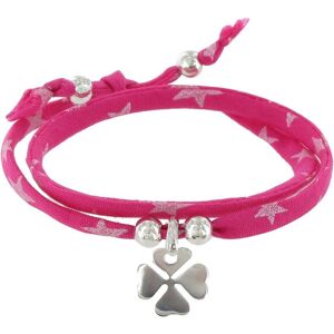 LES POULETTES BIJOUX Bracelet Double Tour Lien Etoiles et Trefle Argent - Colors