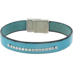 LES POULETTES BIJOUX Bracelet Cuir et Barrette de Strass - Colors - Bleu ciel