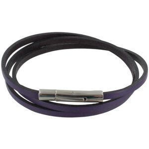 LES POULETTES BIJOUX Bracelet Femme Cuir Plat Fermoir Acier Inoxydable - Colors - Violet