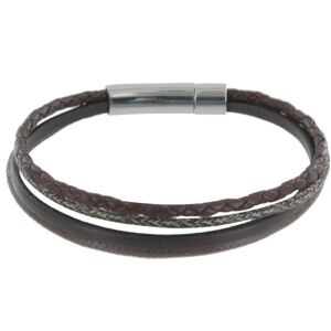 LES POULETTES BIJOUX Bracelet Homme Cuir Quatre Liens - Classics - Marron fonce