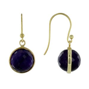 LES POULETTES BIJOUX Boucles d'Oreilles Crochet Argent Dore Sphere d'Amethyste