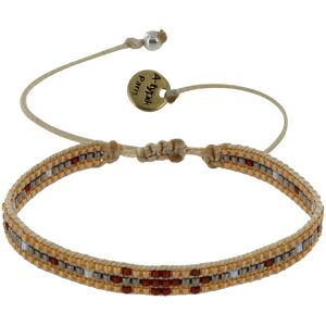 LES POULETTES BIJOUX Bracelet Mosaïc Perles et Lien Tresse Beige - Marron fonce