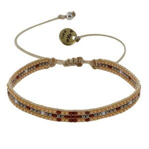 LES POULETTES BIJOUX Bracelet Mosaïc Perles et Lien Tréssé Beige - Marron foncé