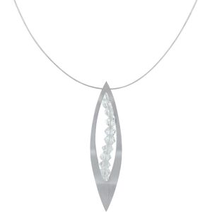 LES POULETTES BIJOUX Collier Argent Feuille Ajouree et Cristal - Grand Modele