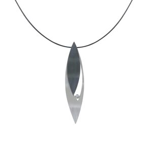 LES POULETTES BIJOUX Collier Argent Feuilles Argent Oxyde et Strass - Petit Modele