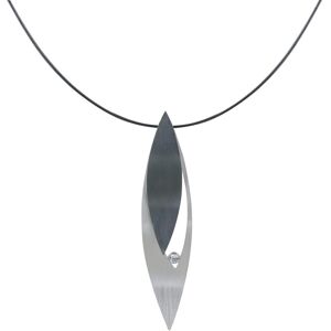 LES POULETTES BIJOUX Collier Argent Feuilles Argent Oxydé et Strass - Petit Modèle