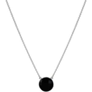 LES POULETTES BIJOUX Collier Argent Pavé Facetté d'Onyx Noir