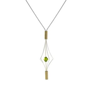 LES POULETTES BIJOUX Collier Argent et Plaque Or Lanterne et Cristal - Petit Modele - Vert