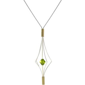 LES POULETTES BIJOUX Collier Argent et Plaqué Or Lanterne et Cristal - Grand Modèle - Vert