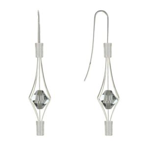 LES POULETTES BIJOUX Boucles d'Oreilles Argent Lanterne et Cristal - Petit Modele - Gris