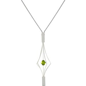 LES POULETTES BIJOUX Collier Argent Lanterne et Cristal - Petit Modele - Vert