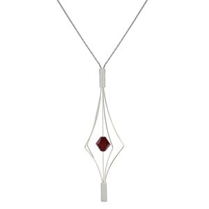 LES POULETTES BIJOUX Collier Argent Lanterne et Cristal - Grand Modele - Rouge