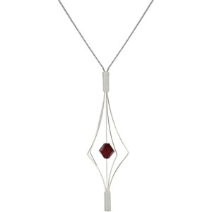 LES POULETTES BIJOUX Collier Argent Lanterne et Cristal - Grand Modèle - Rouge