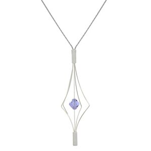LES POULETTES BIJOUX Collier Argent Lanterne et Cristal - Grand Modele - Violet clair