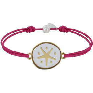 LES POULETTES BIJOUX Bracelet Lien Médaille en Laiton Etoile émaillée Blanche - Fuchsia